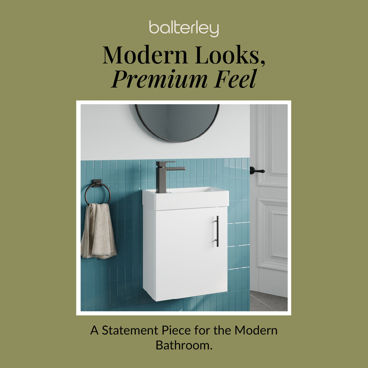 Compact Cloakroom Vanity Basin Unit, 400mm - Choice of Mount Type, Colour and Handle Finish