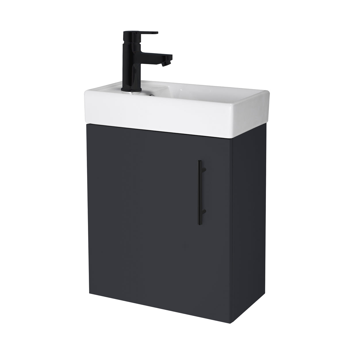 Compact Cloakroom Vanity Basin Unit, 400mm - Choice of Mount Type, Colour and Handle Finish