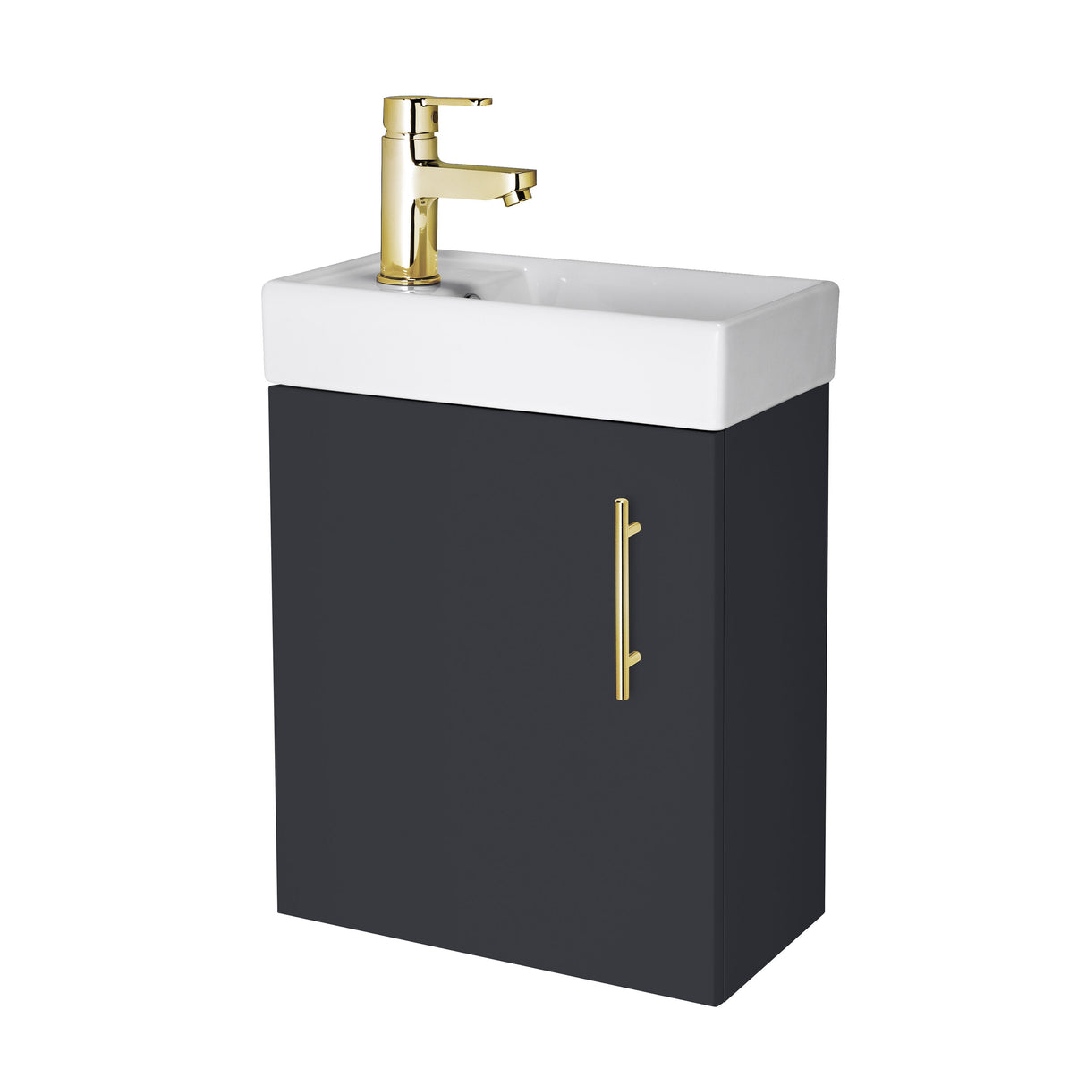 Compact Cloakroom Vanity Basin Unit, 400mm - Choice of Mount Type, Colour and Handle Finish