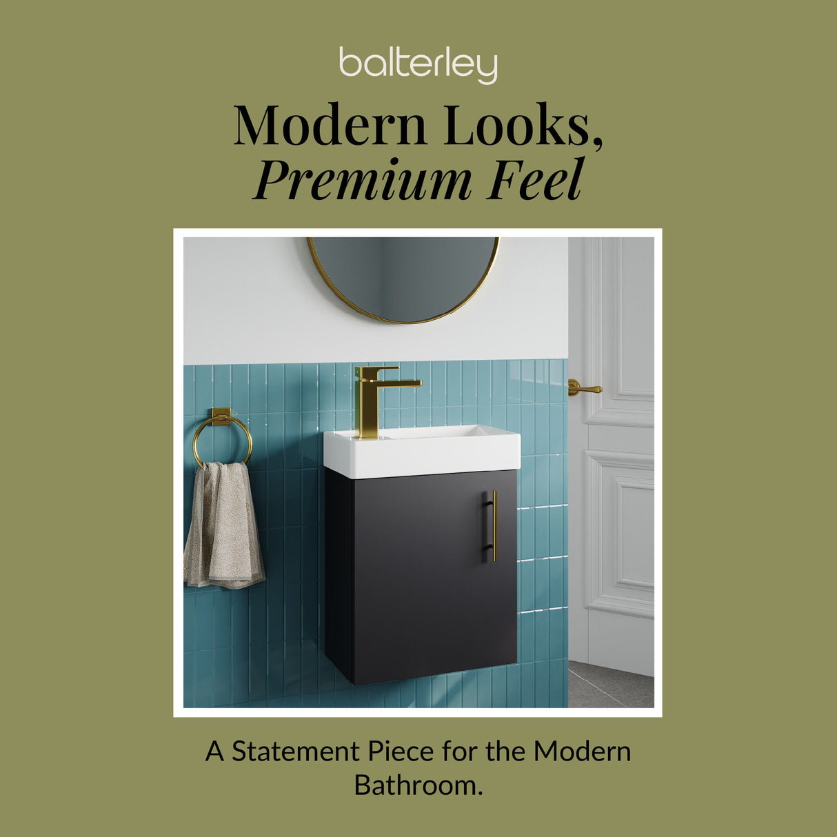 Compact Cloakroom Vanity Basin Unit, 400mm - Choice of Mount Type, Colour and Handle Finish