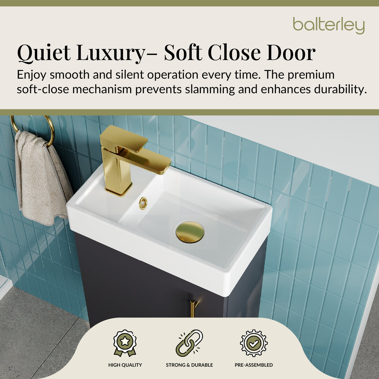 Compact Cloakroom Vanity Basin Unit, 400mm - Choice of Mount Type, Colour and Handle Finish