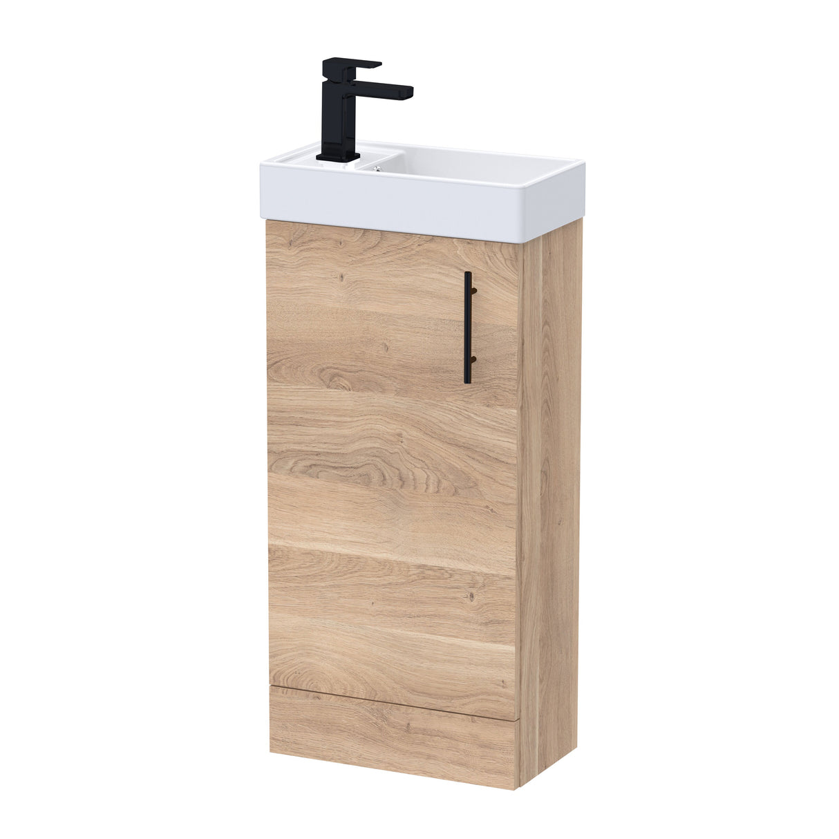 Compact Cloakroom Vanity Basin Unit, 400mm - Choice of Mount Type, Colour and Handle Finish