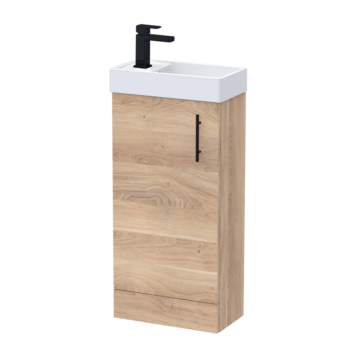Compact Cloakroom Vanity Basin Unit, 400mm - Choice of Mount Type, Colour and Handle Finish