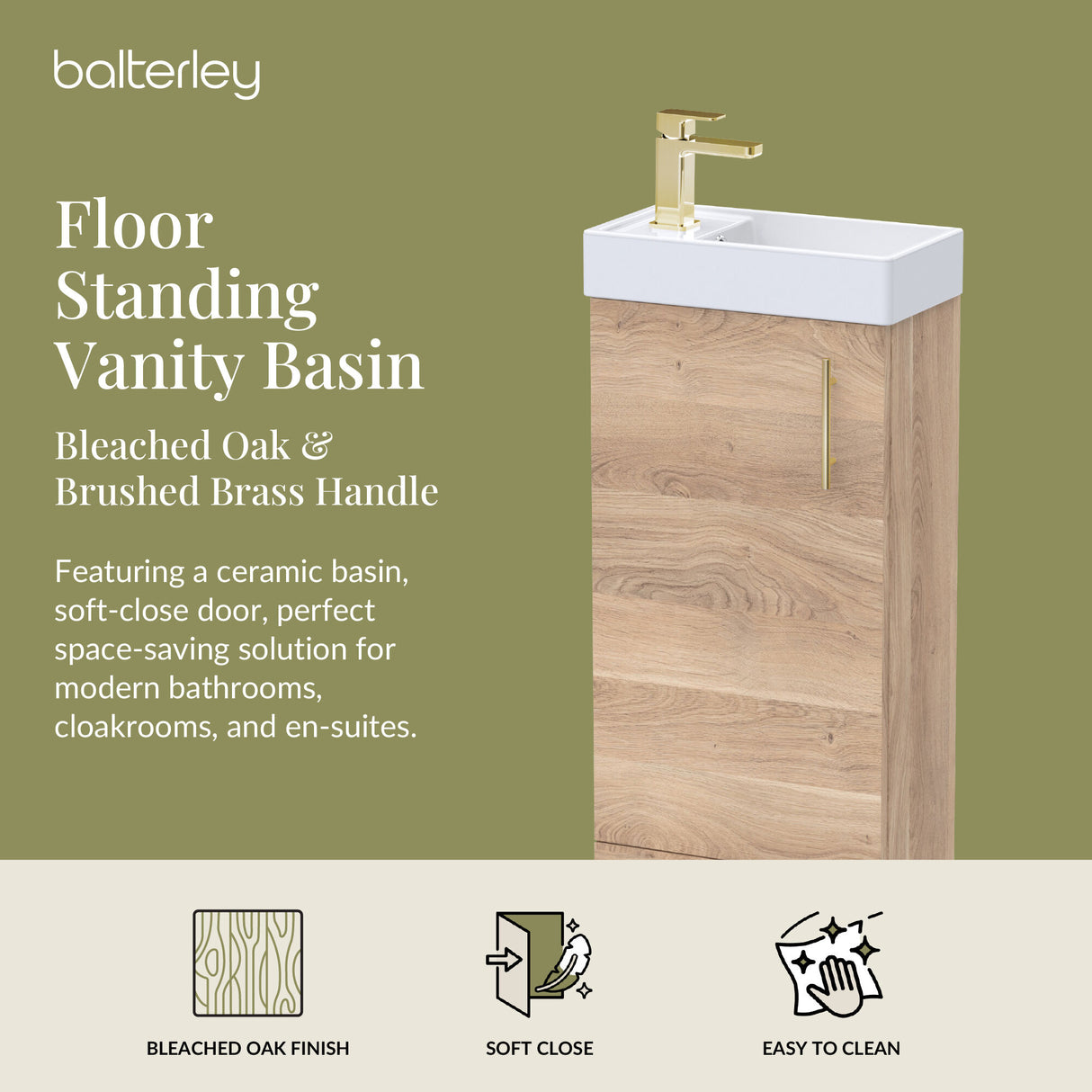 Compact Cloakroom Vanity Basin Unit, 400mm - Choice of Mount Type, Colour and Handle Finish