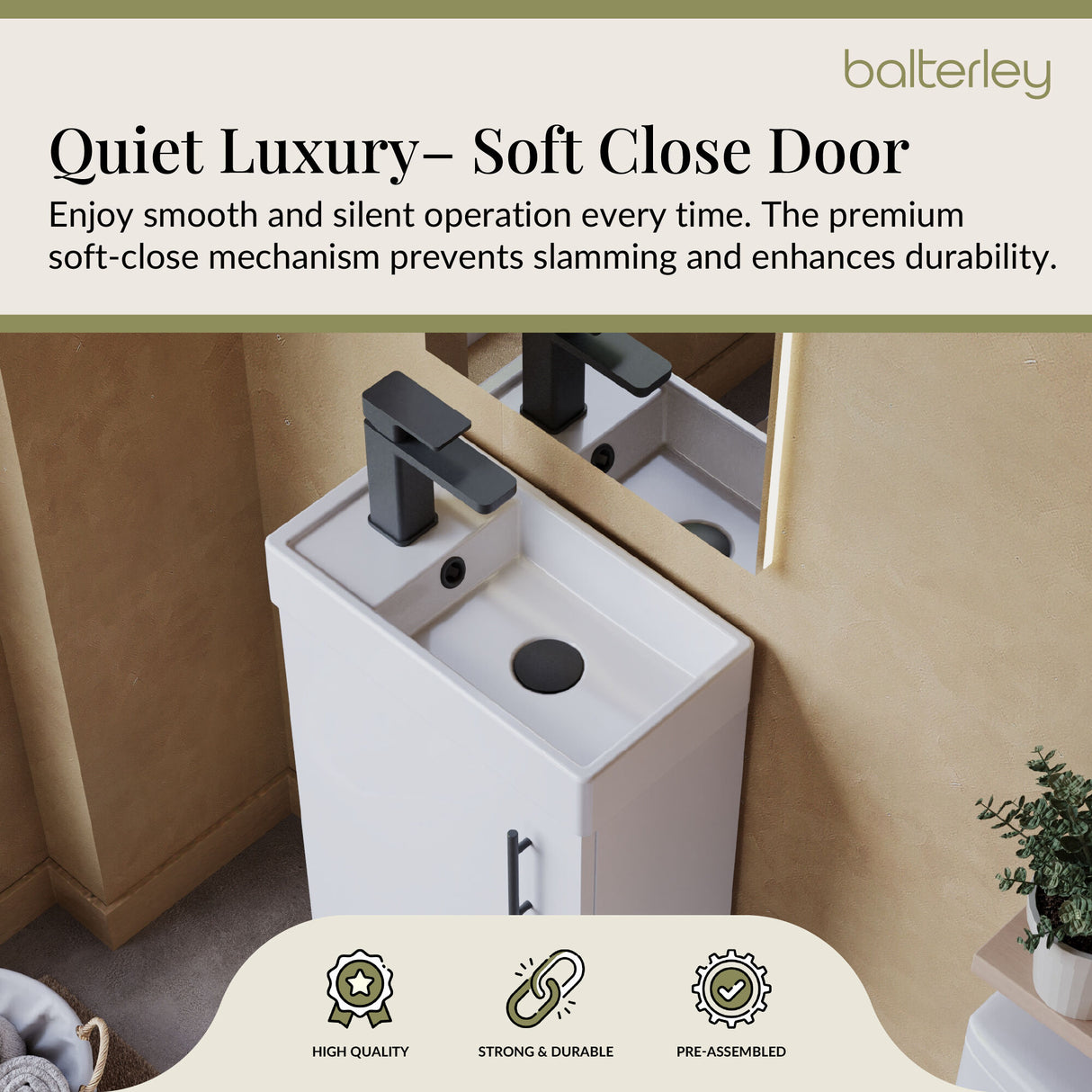 Compact Cloakroom Vanity Basin Unit, 400mm - Choice of Mount Type, Colour and Handle Finish