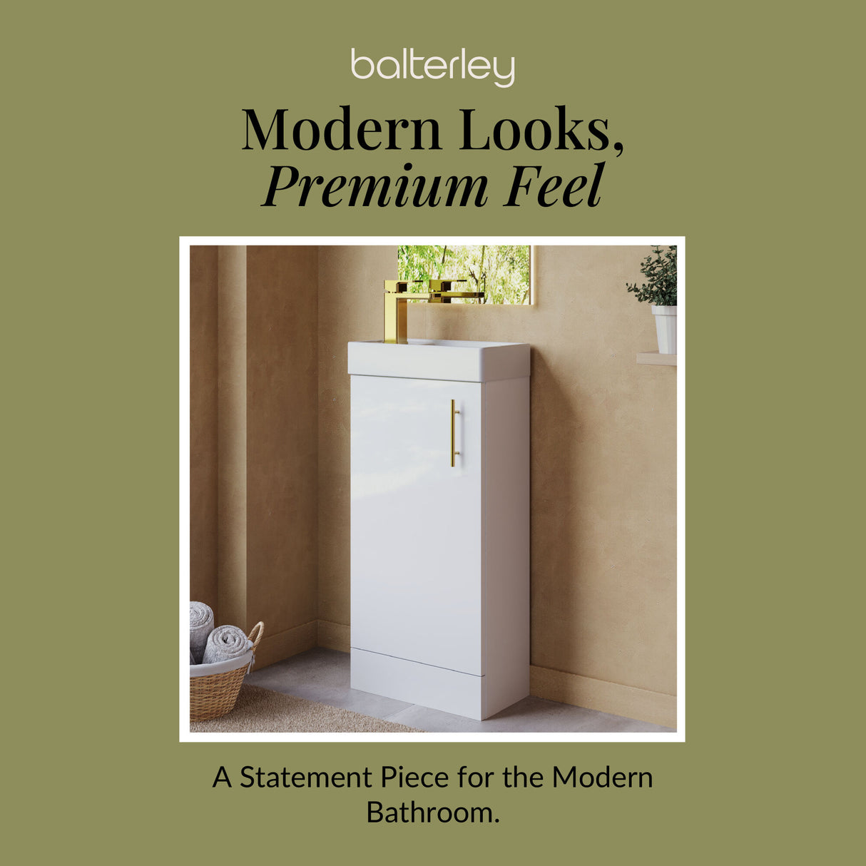 Compact Cloakroom Vanity Basin Unit, 400mm - Choice of Mount Type, Colour and Handle Finish