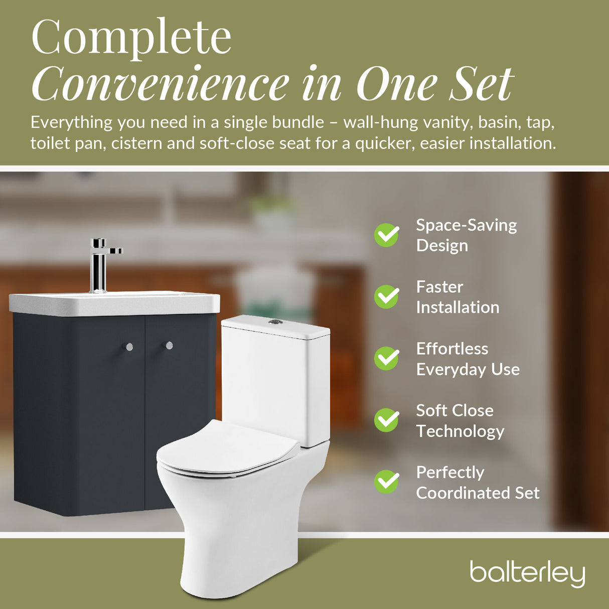 Curve Cloakroom Set - Wall Hung Vanity Basin Unit, Toilet and Mono Basin Mixer Tap