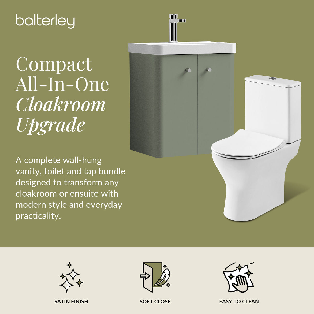 Curve Cloakroom Set - Wall Hung Vanity Basin Unit, Toilet and Mono Basin Mixer Tap