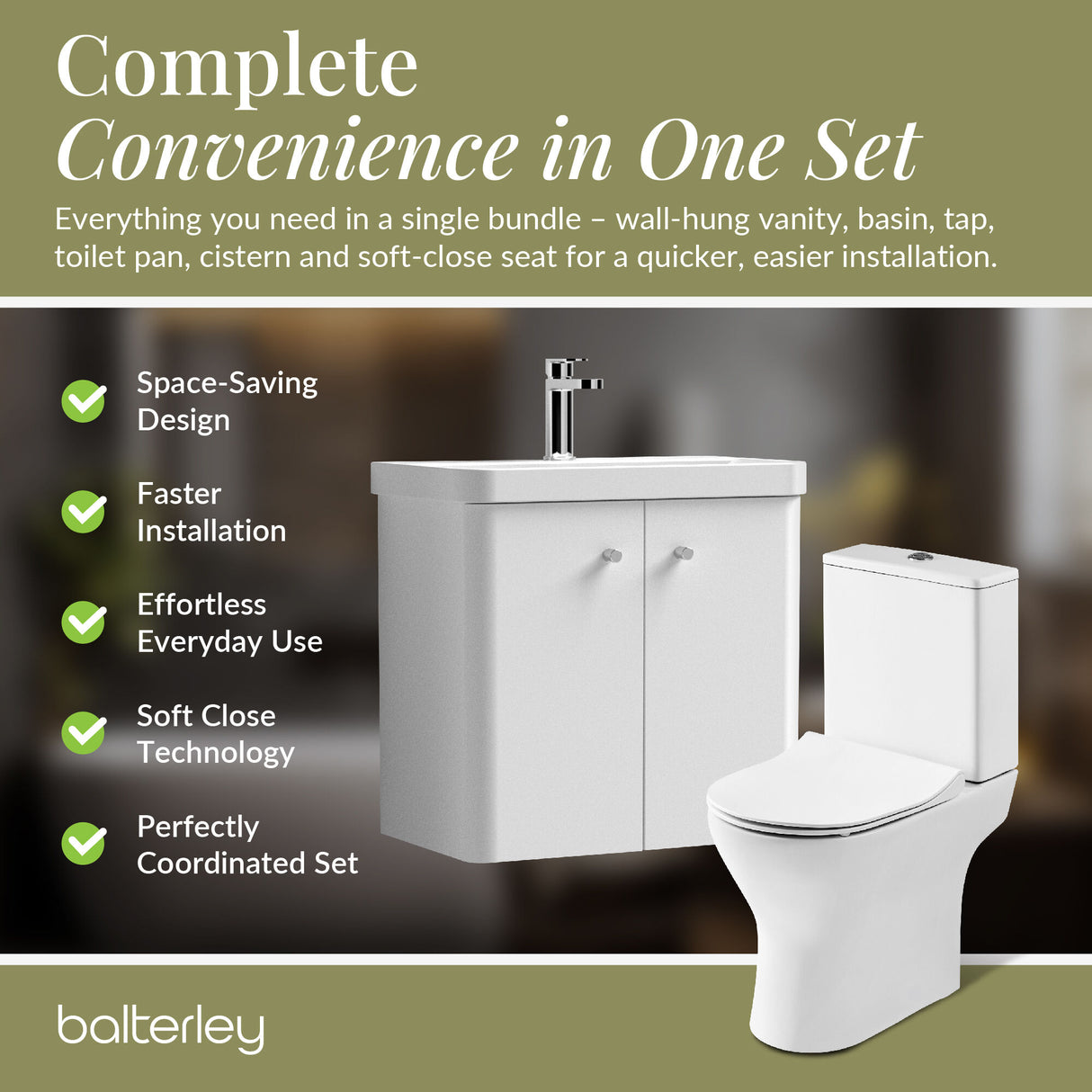 Curve Cloakroom Set - Wall Hung Vanity Basin Unit, Toilet and Mono Basin Mixer Tap