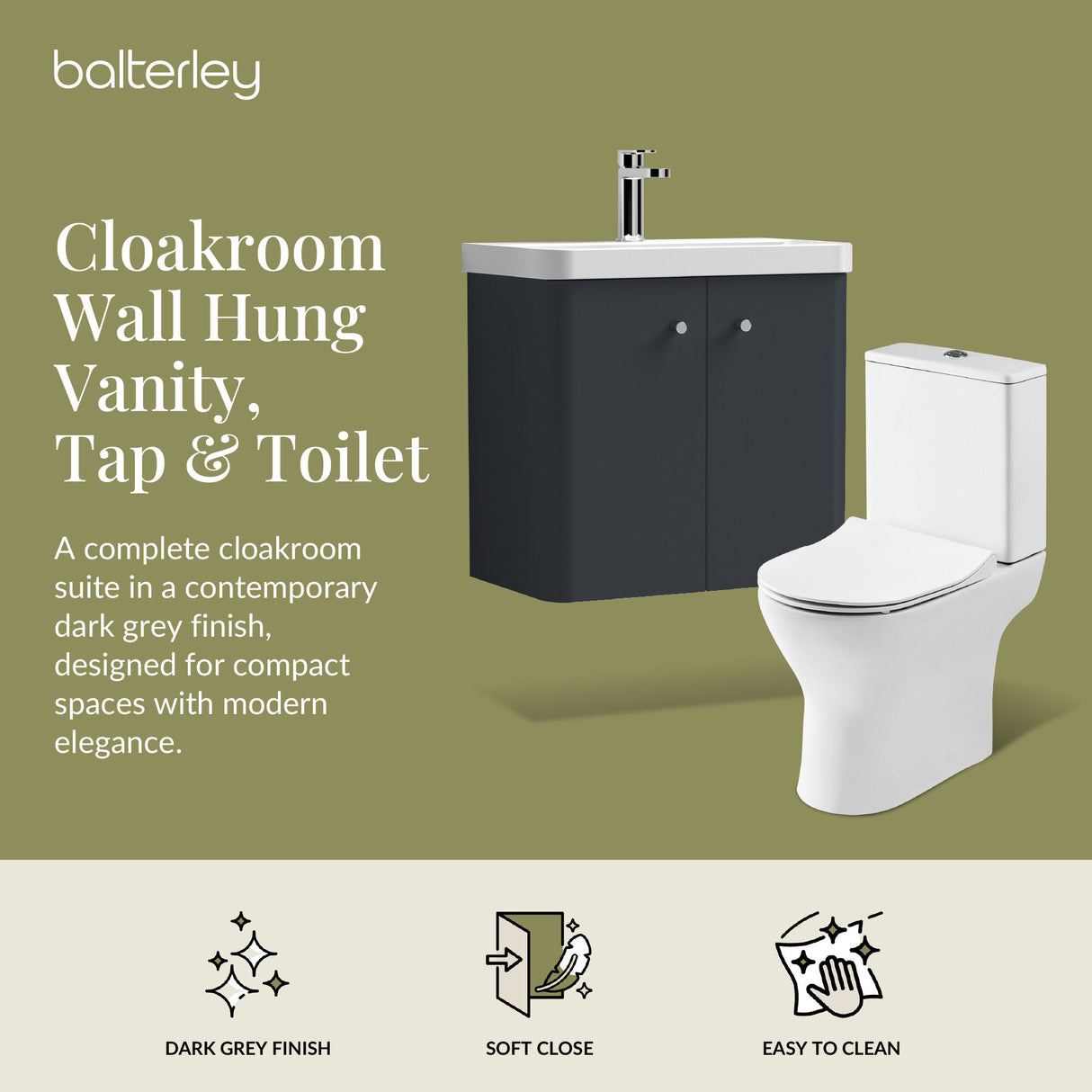 Curve Cloakroom Set - Wall Hung Vanity Basin Unit, Toilet and Mono Basin Mixer Tap