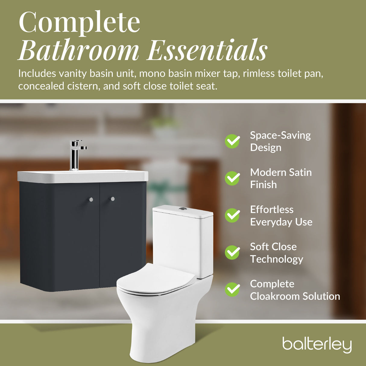 Curve Cloakroom Set - Wall Hung Vanity Basin Unit, Toilet and Mono Basin Mixer Tap