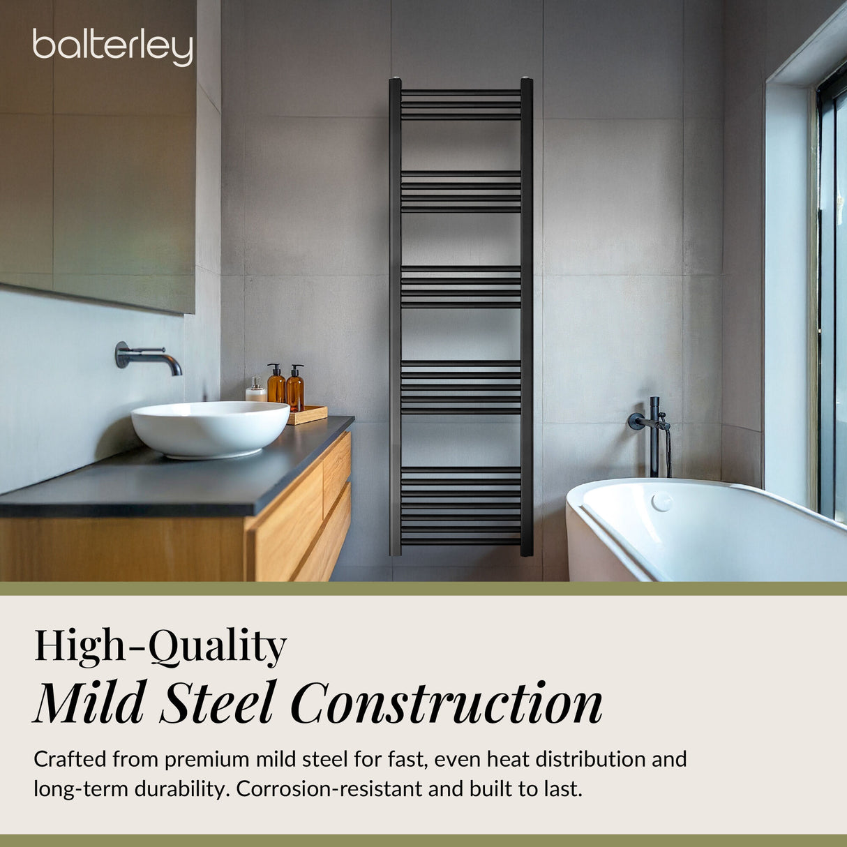 Straight Heated Rail Dual Fuel Towel Warmer, W: 400mm – Choice of Size & Finish