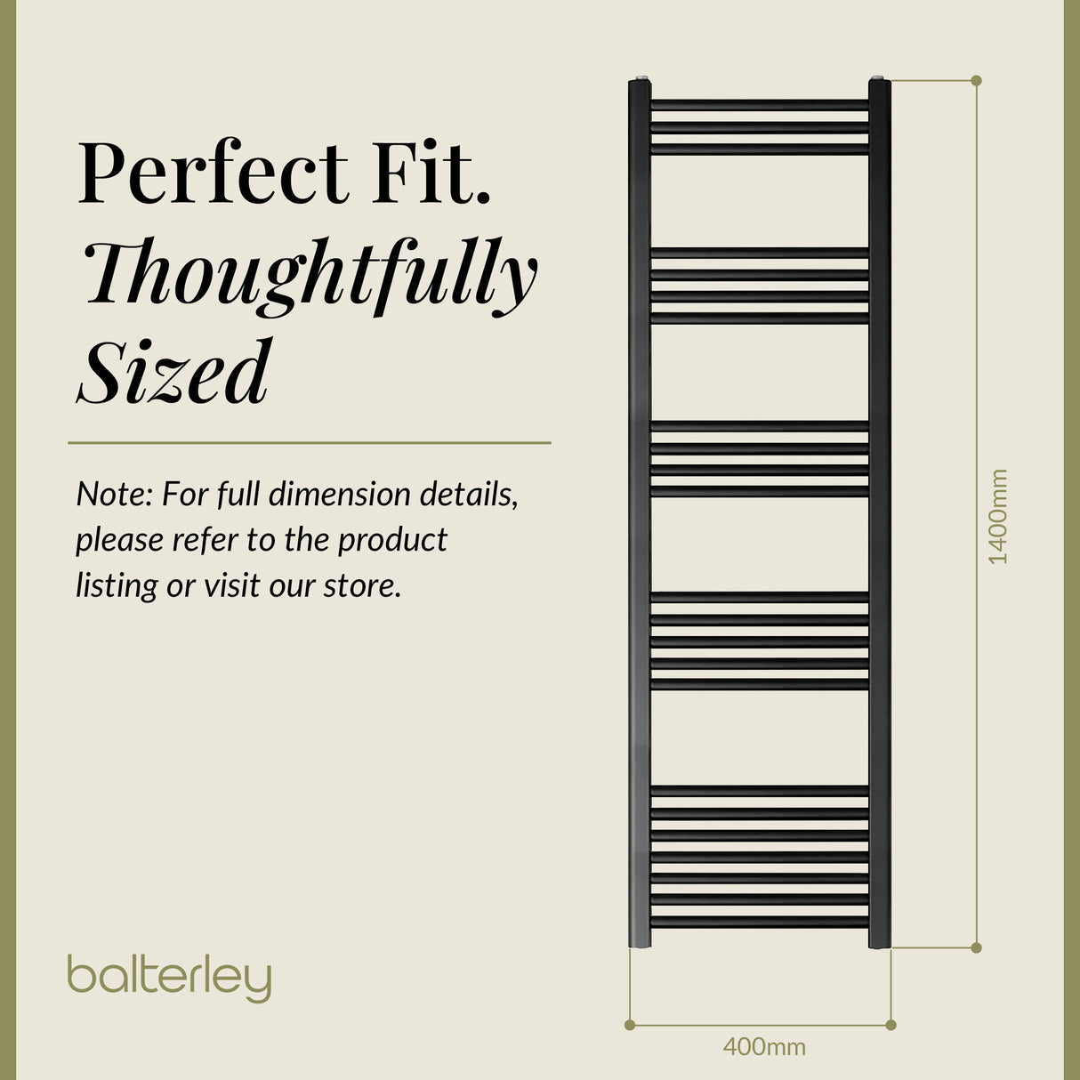 Straight Heated Rail Dual Fuel Towel Warmer, W: 400mm – Choice of Size & Finish
