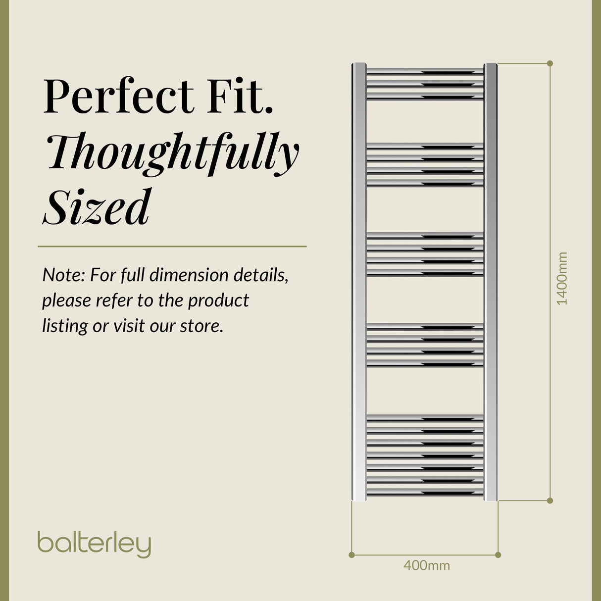 Straight Heated Rail Dual Fuel Towel Warmer, W: 400mm – Choice of Size & Finish
