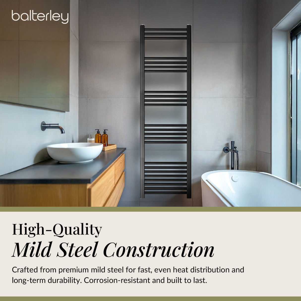 Straight Heated Rail Dual Fuel Towel Warmer, W: 400mm – Choice of Size & Finish