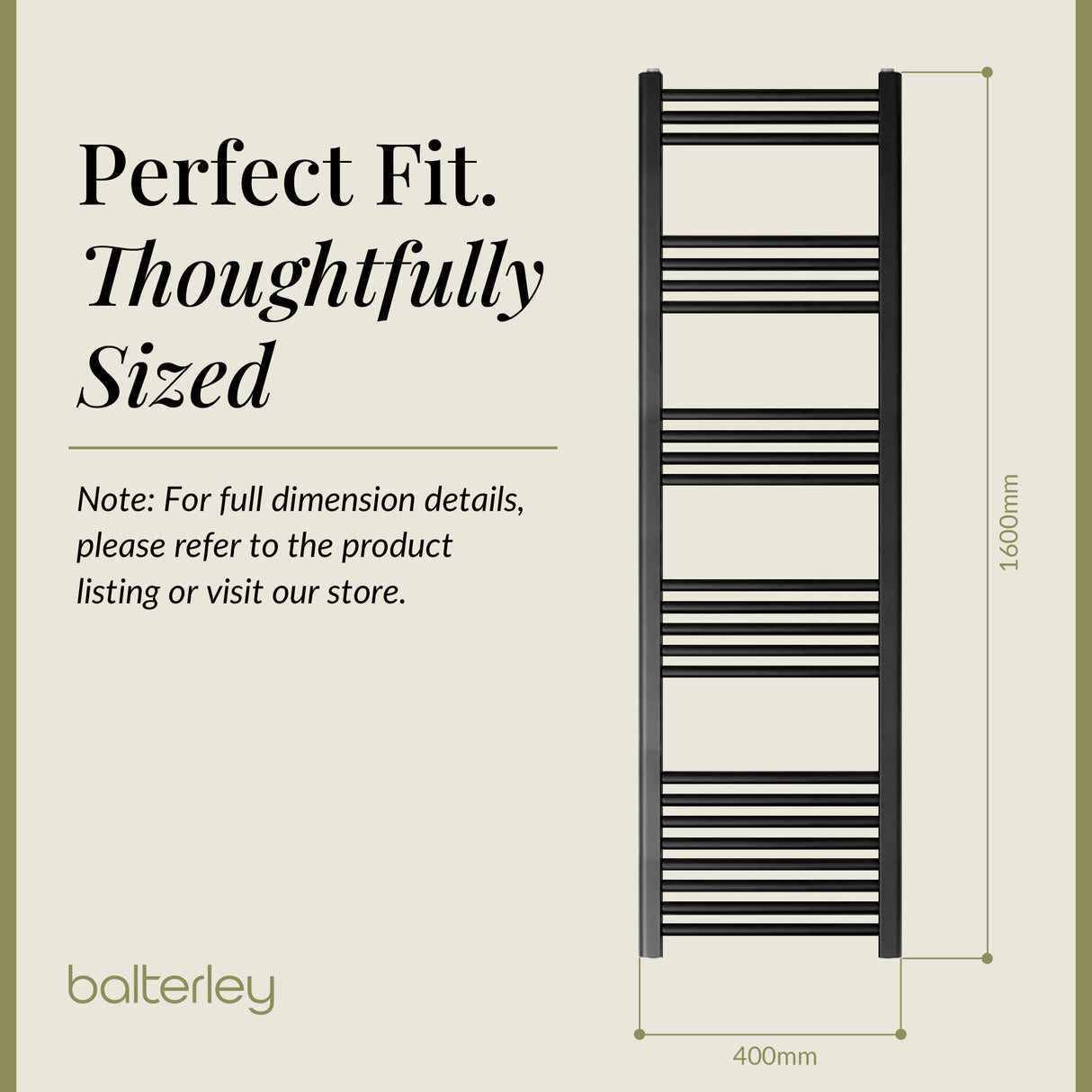 Straight Heated Rail Dual Fuel Towel Warmer, W: 400mm – Choice of Size & Finish