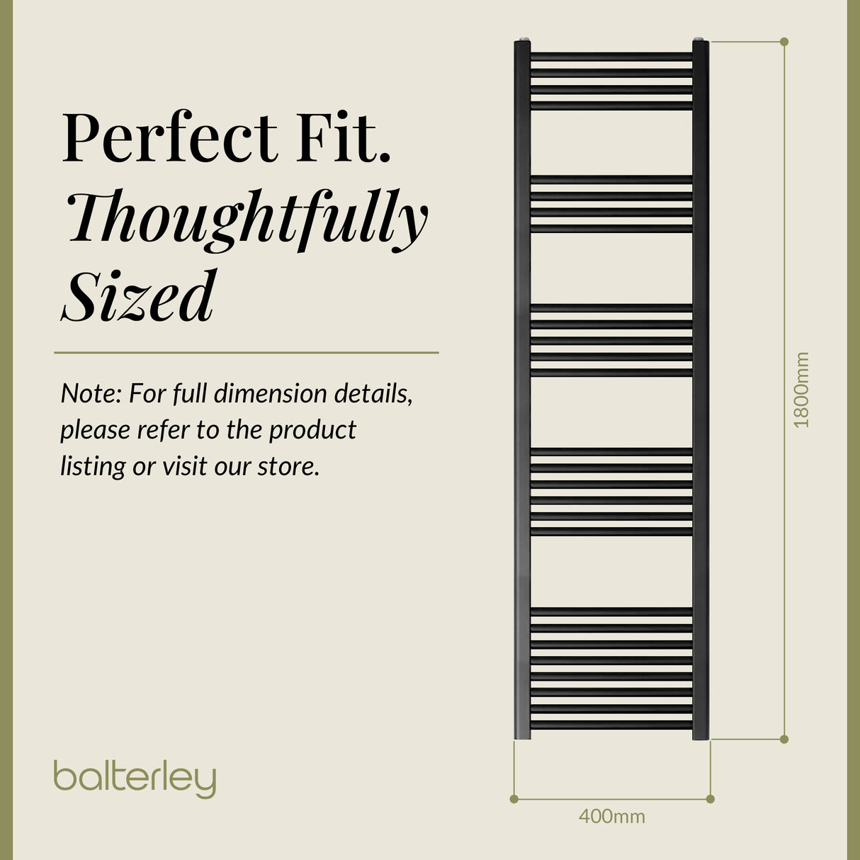Straight Heated Rail Dual Fuel Towel Warmer, W: 400mm – Choice of Size & Finish
