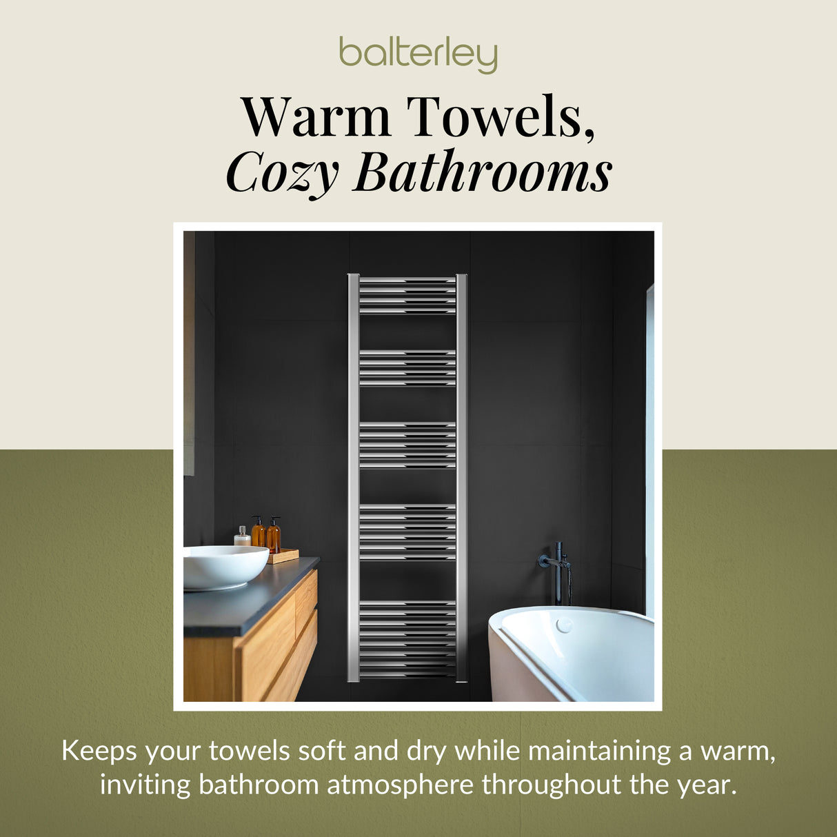 Straight Heated Rail Dual Fuel Towel Warmer, W: 400mm – Choice of Size & Finish