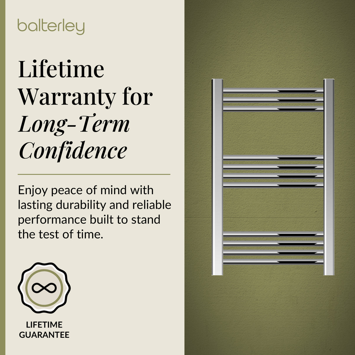 Straight Heated Rail Dual Fuel Towel Warmer, W: 500mm – Choice of Size & Finish