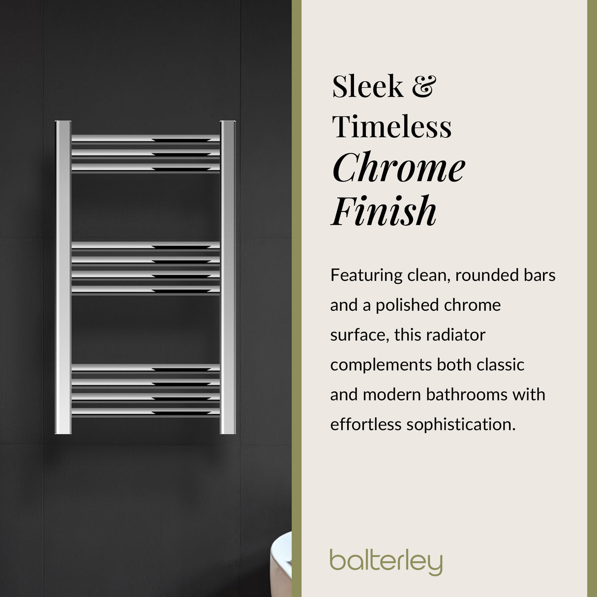 Straight Heated Rail Dual Fuel Towel Warmer, W: 500mm – Choice of Size & Finish