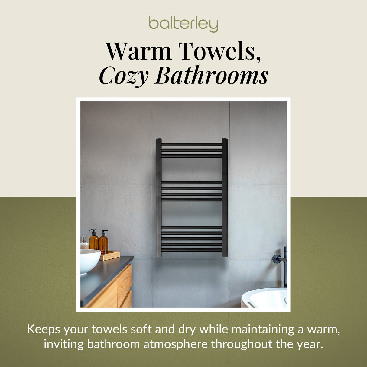 Straight Heated Rail Dual Fuel Towel Warmer, W: 500mm – Choice of Size & Finish