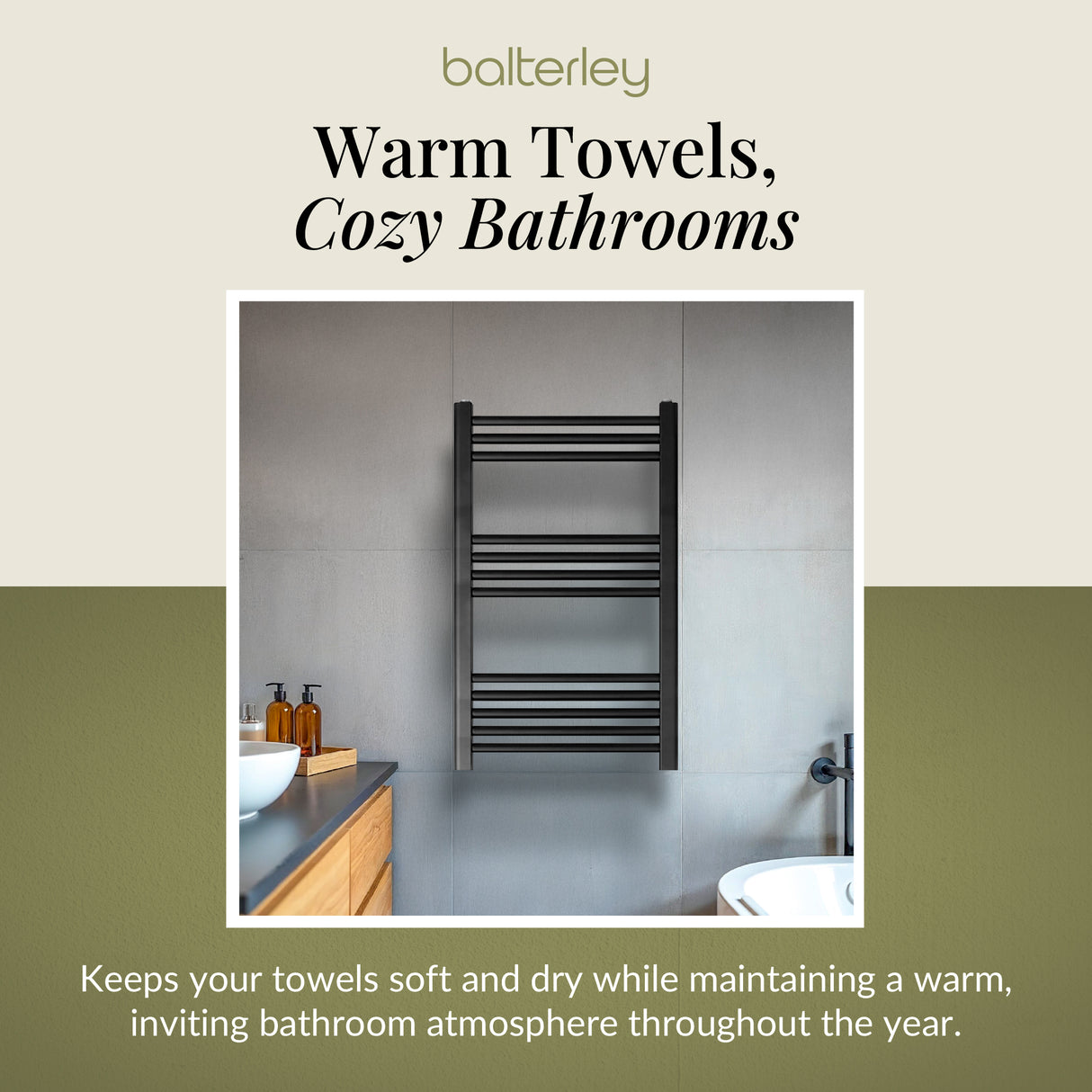 Straight Heated Rail Dual Fuel Towel Warmer, W: 500mm – Choice of Size & Finish
