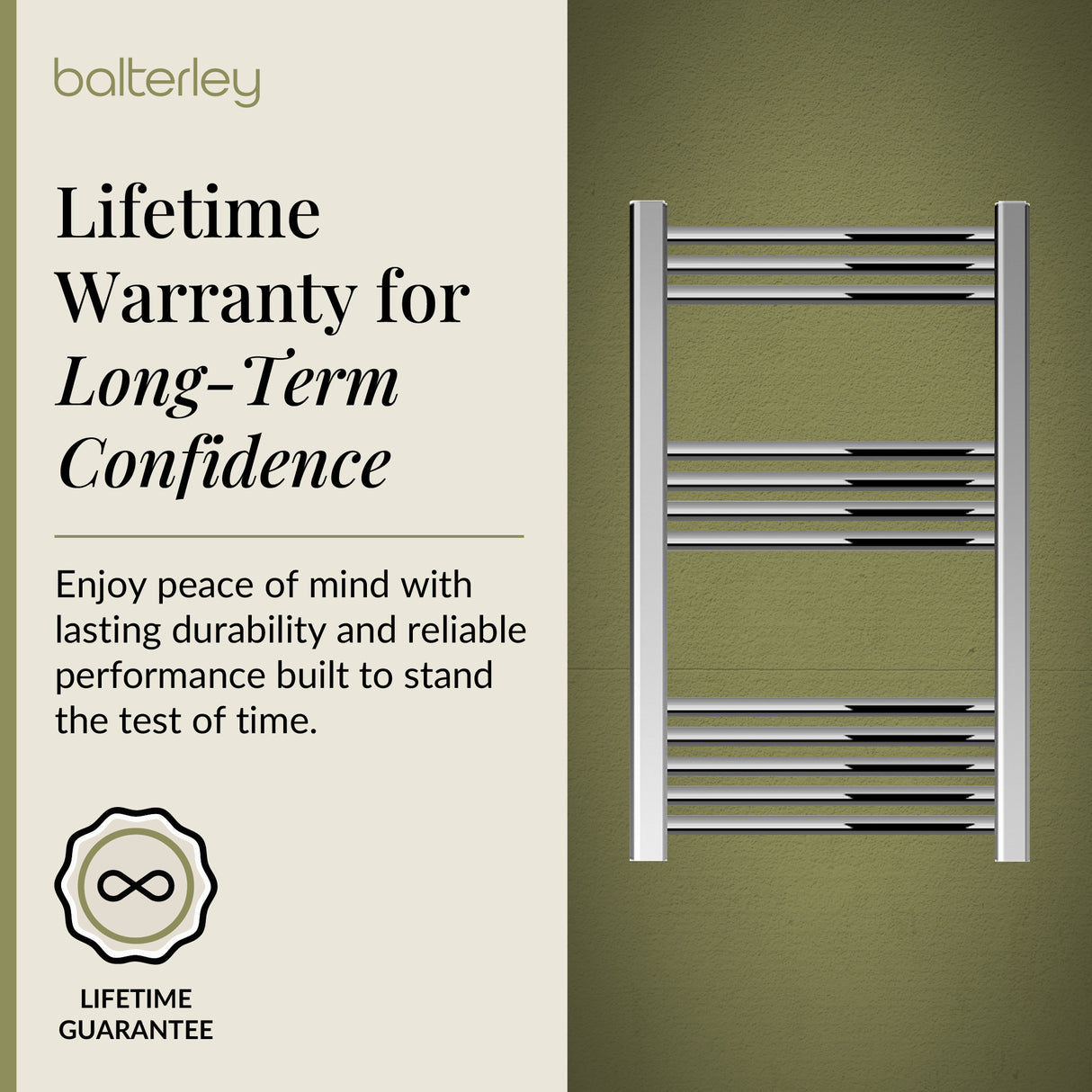 Straight Heated Rail Dual Fuel Towel Warmer, W: 500mm – Choice of Size & Finish