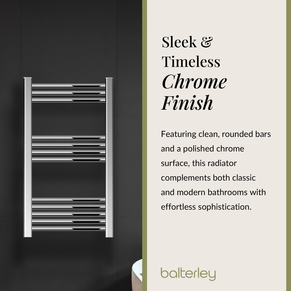 Straight Heated Rail Dual Fuel Towel Warmer, W: 500mm – Choice of Size & Finish