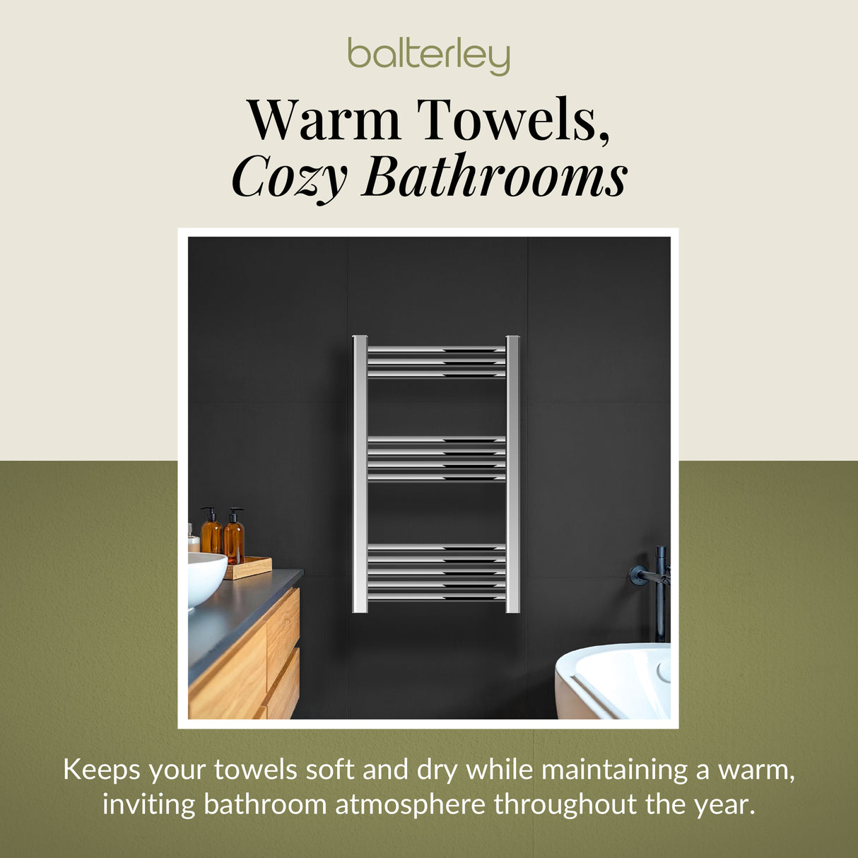 Straight Heated Rail Dual Fuel Towel Warmer, W: 500mm – Choice of Size & Finish