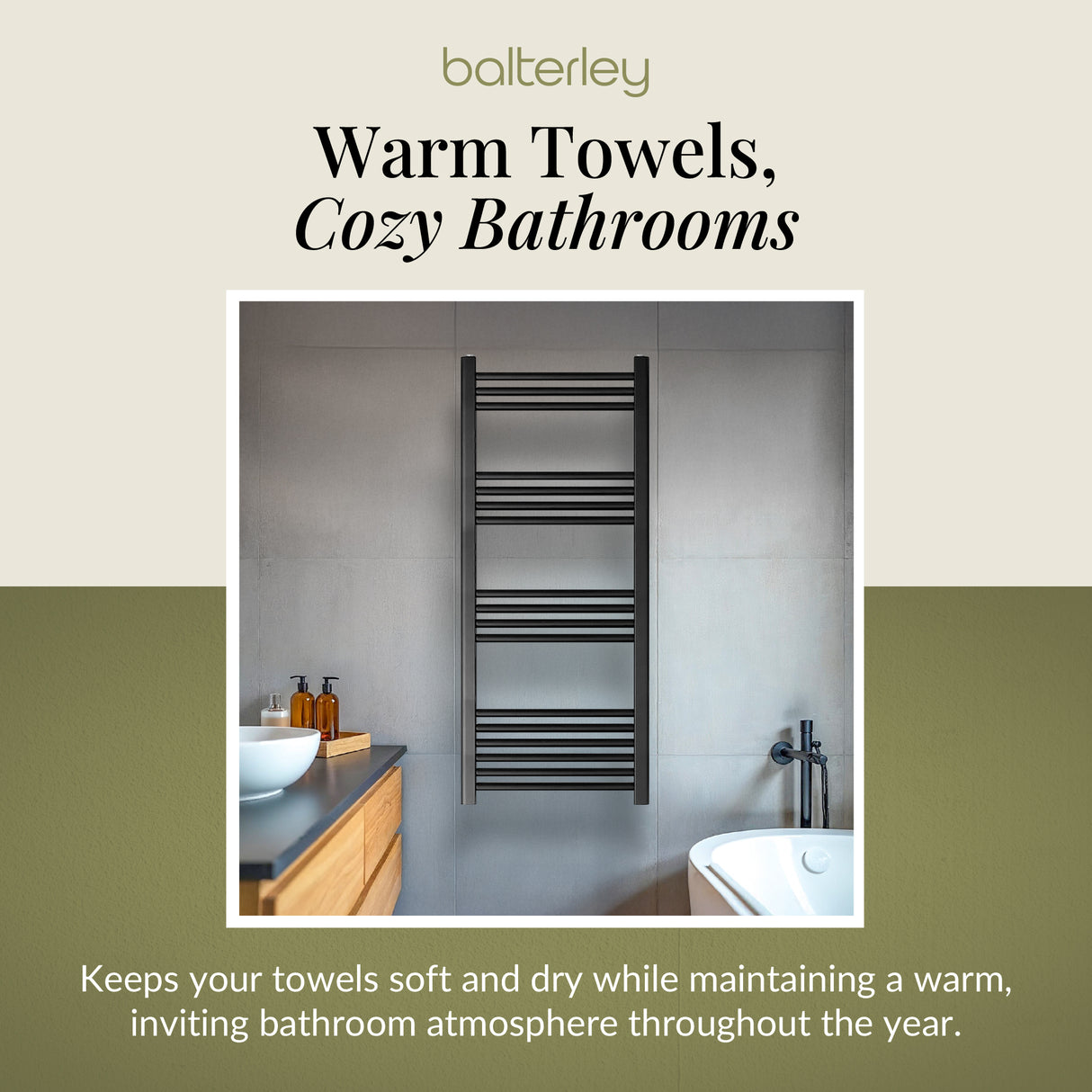 Straight Heated Rail Dual Fuel Towel Warmer, W: 500mm – Choice of Size & Finish