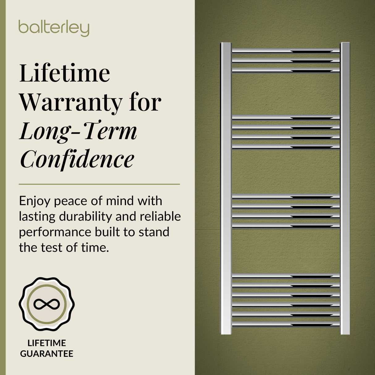 Straight Heated Rail Dual Fuel Towel Warmer, W: 500mm – Choice of Size & Finish