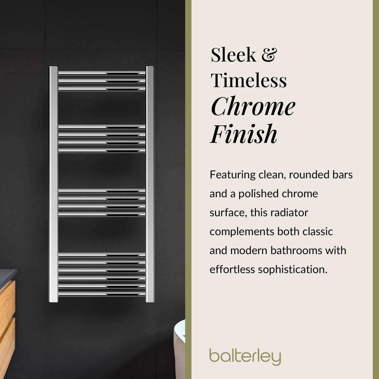 Straight Heated Rail Dual Fuel Towel Warmer, W: 500mm – Choice of Size & Finish