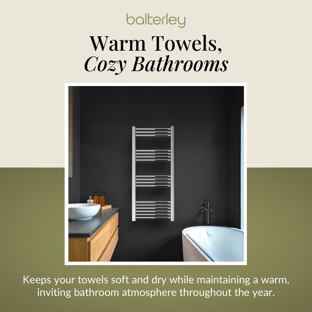 Straight Heated Rail Dual Fuel Towel Warmer, W: 500mm – Choice of Size & Finish