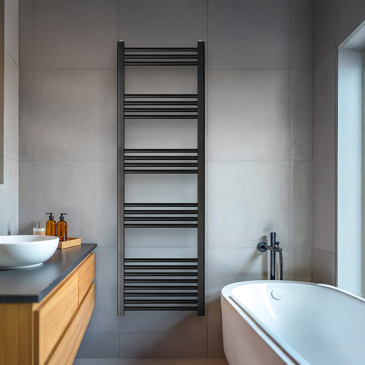 Straight Heated Rail Dual Fuel Towel Warmer, W: 500mm – Choice of Size & Finish