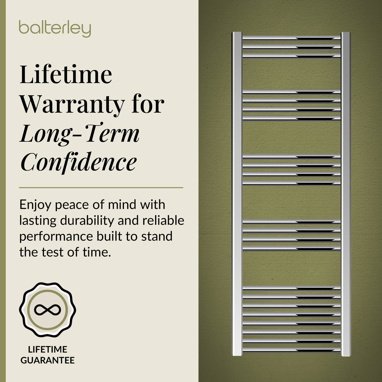 Straight Heated Rail Dual Fuel Towel Warmer, W: 500mm – Choice of Size & Finish