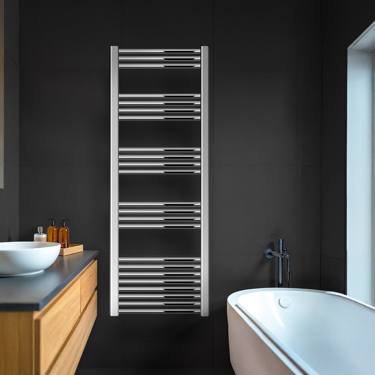 Straight Heated Rail Dual Fuel Towel Warmer, W: 500mm – Choice of Size & Finish