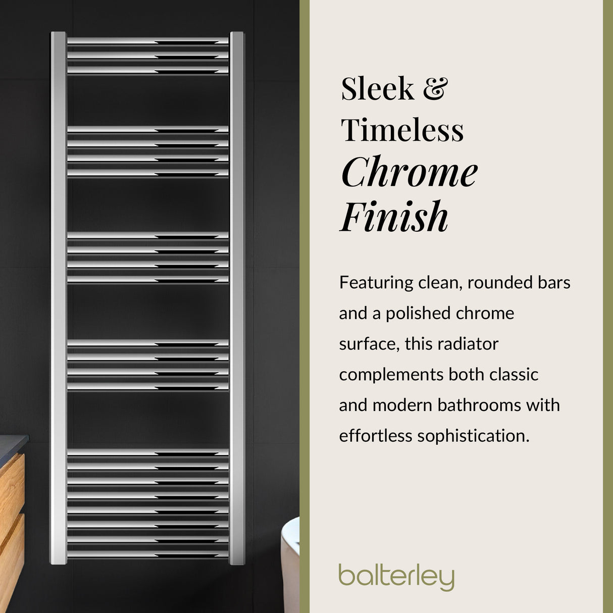 Straight Heated Rail Dual Fuel Towel Warmer, W: 500mm – Choice of Size & Finish