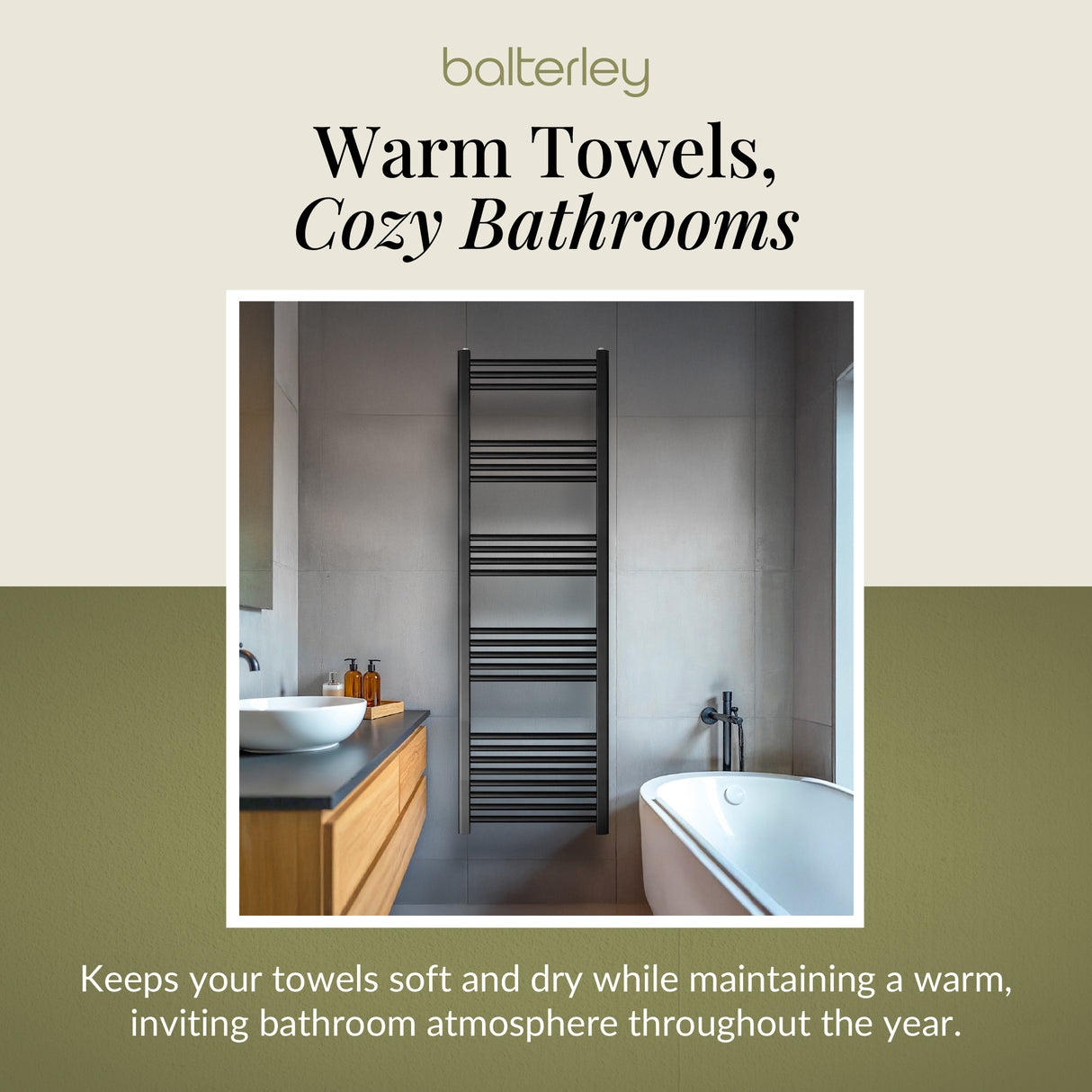 Straight Heated Rail Dual Fuel Towel Warmer, W: 500mm – Choice of Size & Finish