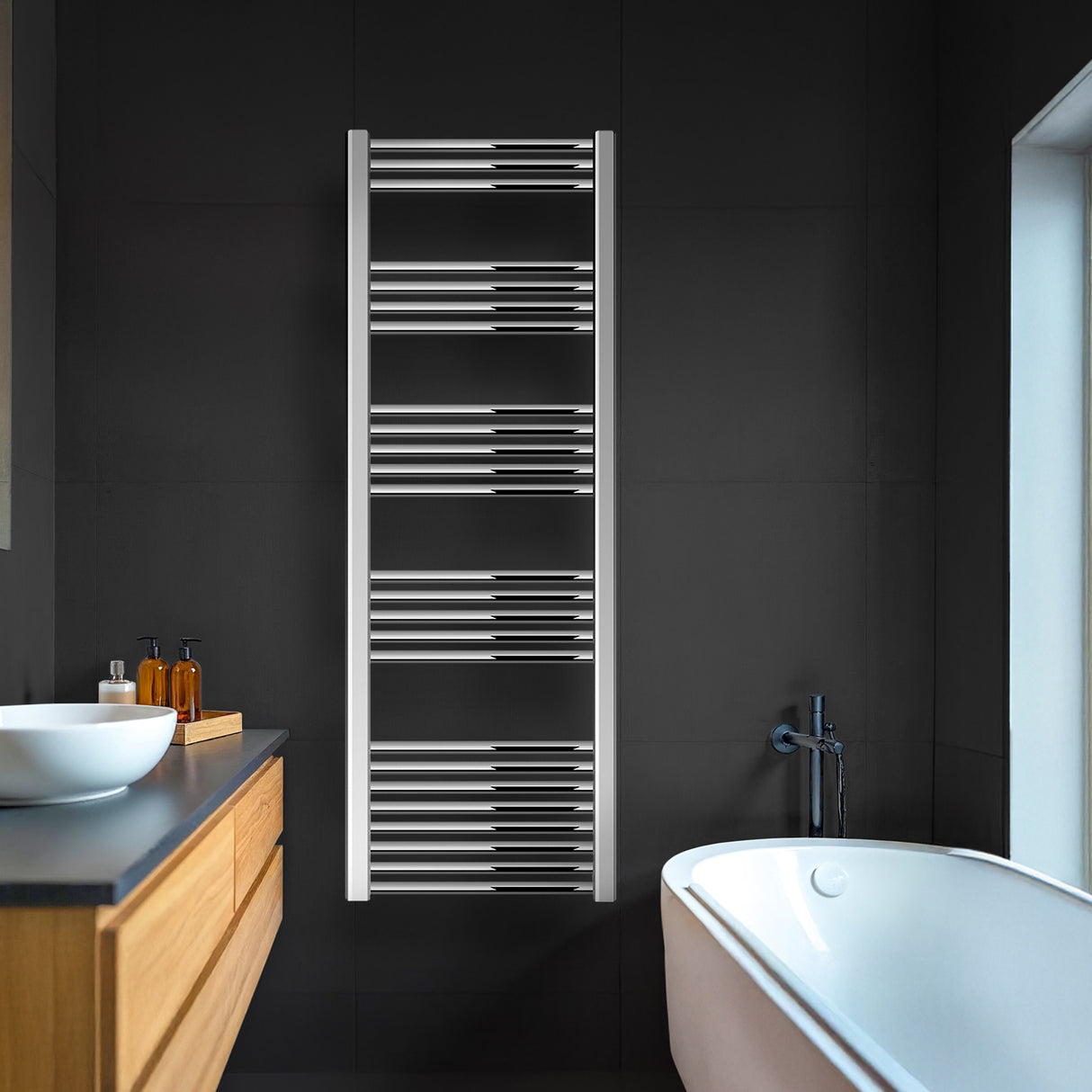 Straight Heated Rail Dual Fuel Towel Warmer, W: 500mm – Choice of Size & Finish