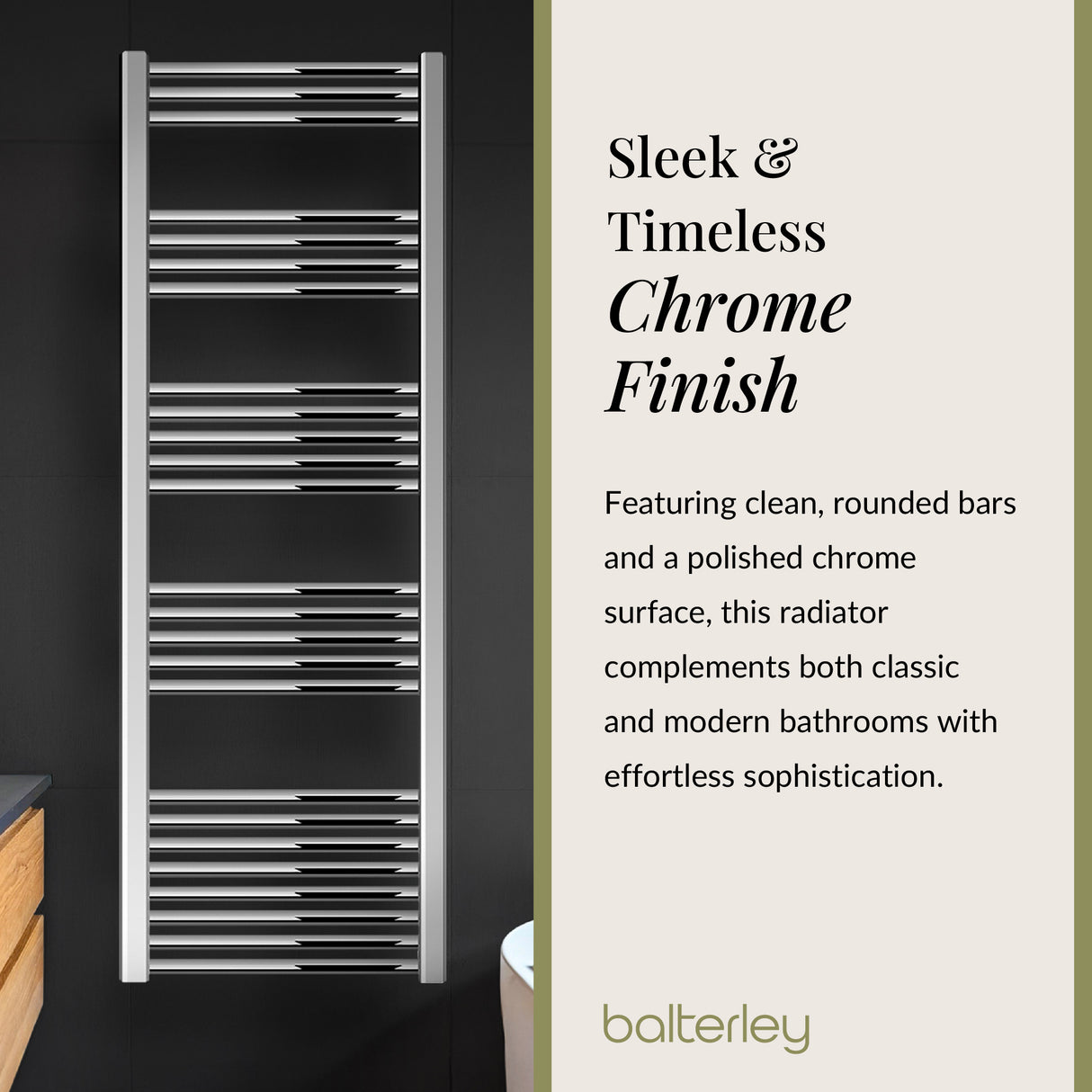 Straight Heated Rail Dual Fuel Towel Warmer, W: 500mm – Choice of Size & Finish