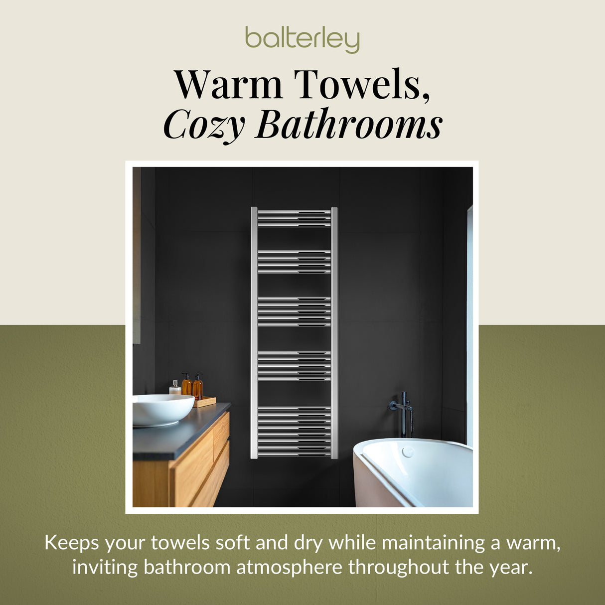 Straight Heated Rail Dual Fuel Towel Warmer, W: 500mm – Choice of Size & Finish