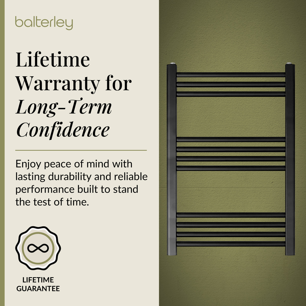 Straight Heated Heated Towel Rail Radiator, W: 600mm - Choice of Height and Finish