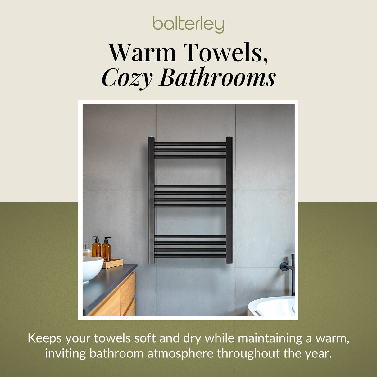 Straight Heated Heated Towel Rail Radiator, W: 600mm - Choice of Height and Finish