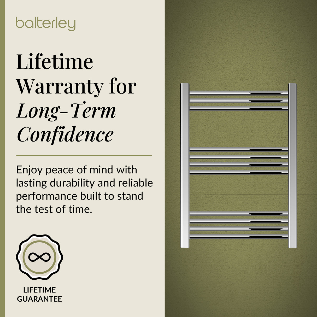 Straight Heated Heated Towel Rail Radiator, W: 600mm - Choice of Height and Finish