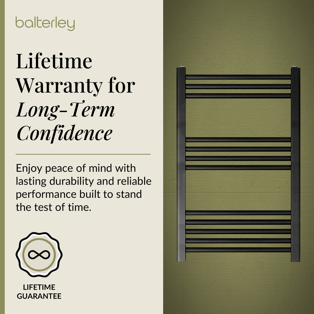 Straight Heated Heated Towel Rail Radiator, W: 600mm - Choice of Height and Finish