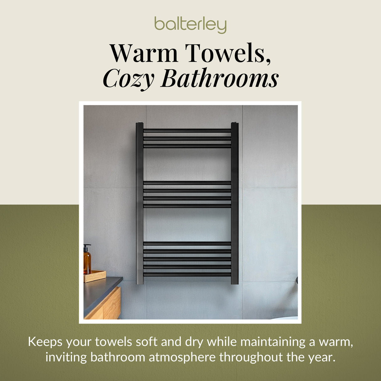 Straight Heated Heated Towel Rail Radiator, W: 600mm - Choice of Height and Finish