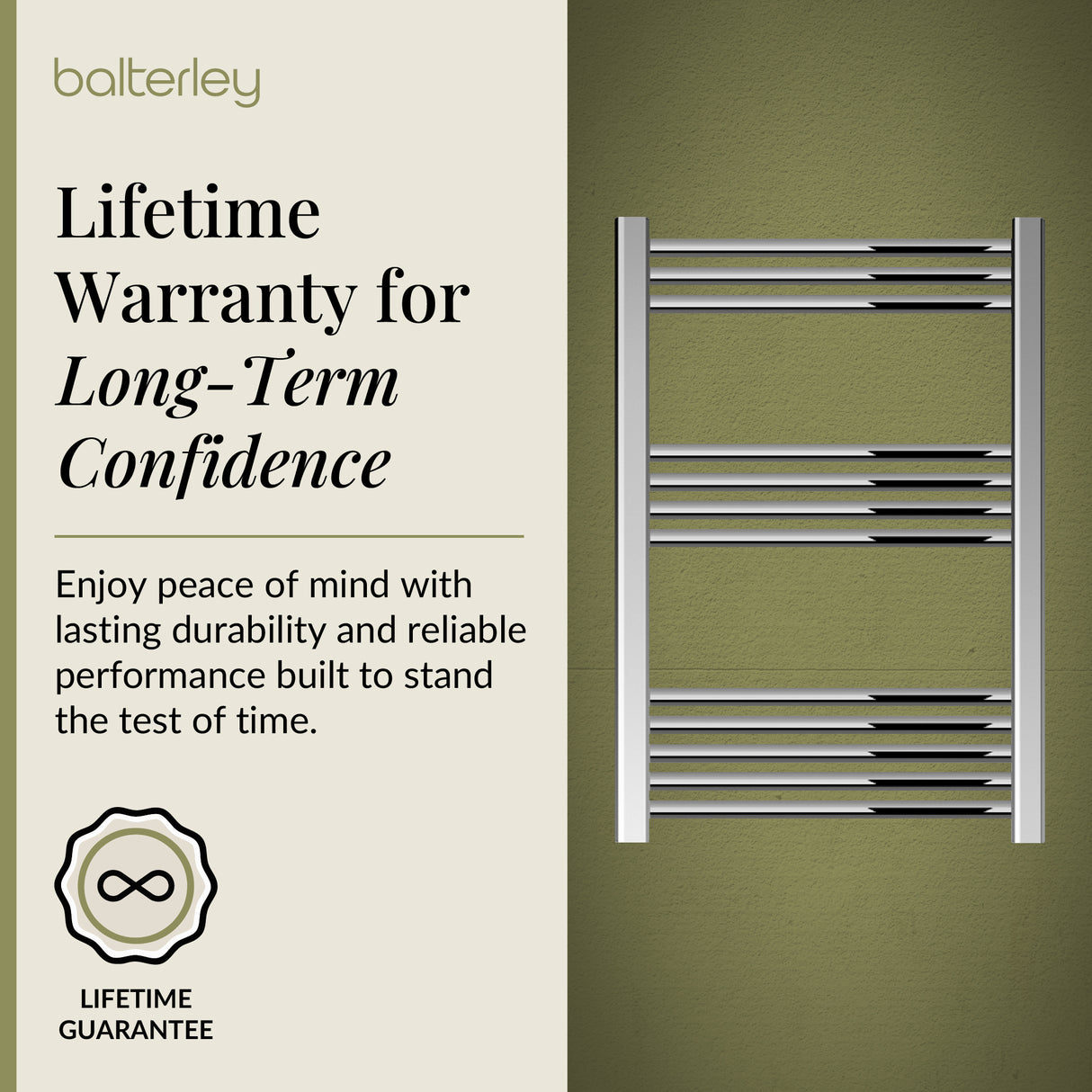 Straight Heated Heated Towel Rail Radiator, W: 600mm - Choice of Height and Finish