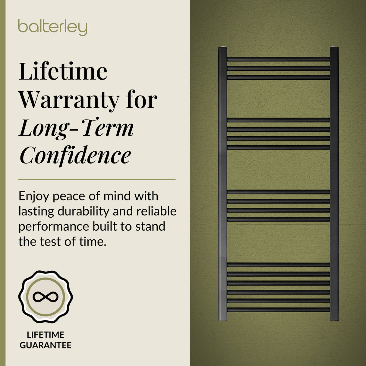 Straight Heated Heated Towel Rail Radiator, W: 600mm - Choice of Height and Finish