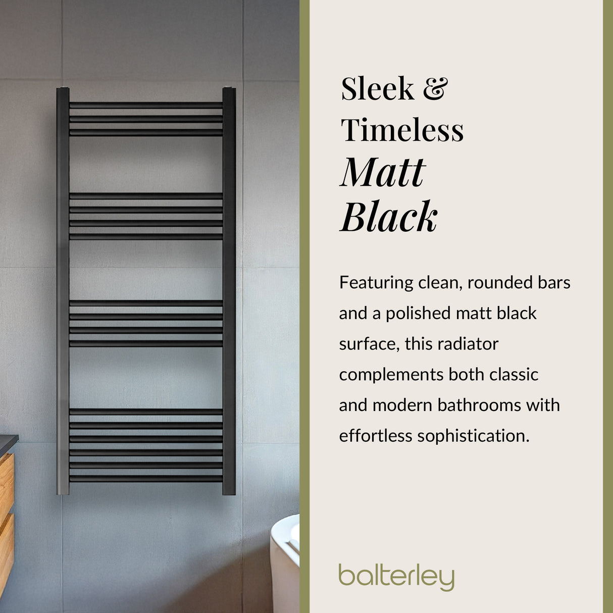 Straight Heated Heated Towel Rail Radiator, W: 600mm - Choice of Height and Finish