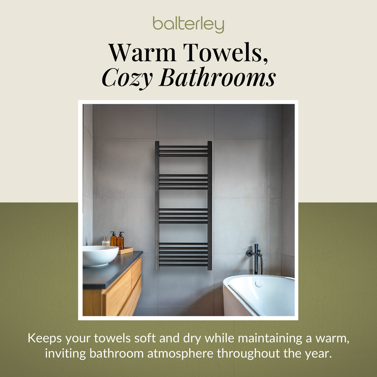 Straight Heated Heated Towel Rail Radiator, W: 600mm - Choice of Height and Finish